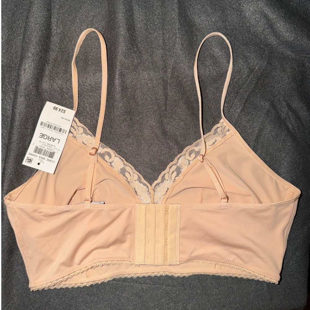 INC International Concepts Almond Latte Lace Trim Bralette Large NWT 100137977 - Picture 2 of 4
